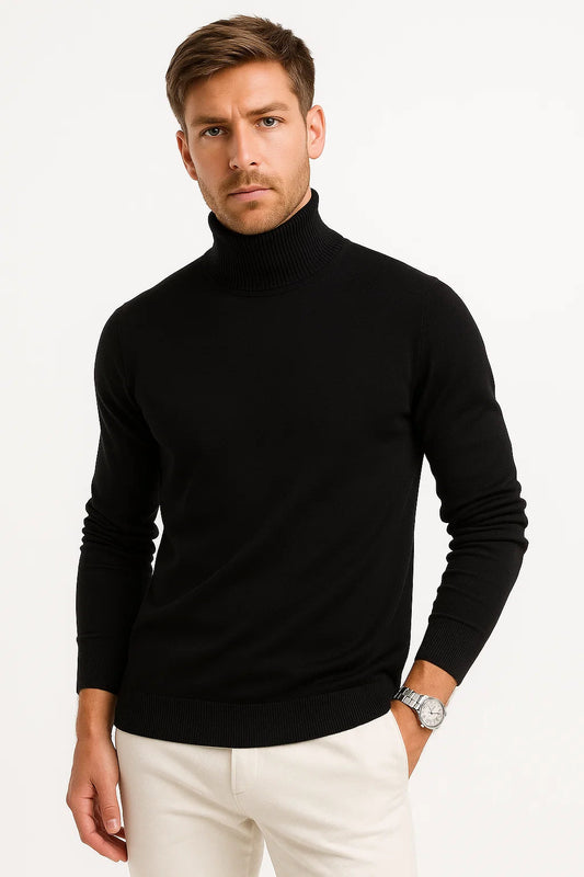 Schwarzer Herren | Klassischer Rollkragenpullover 1